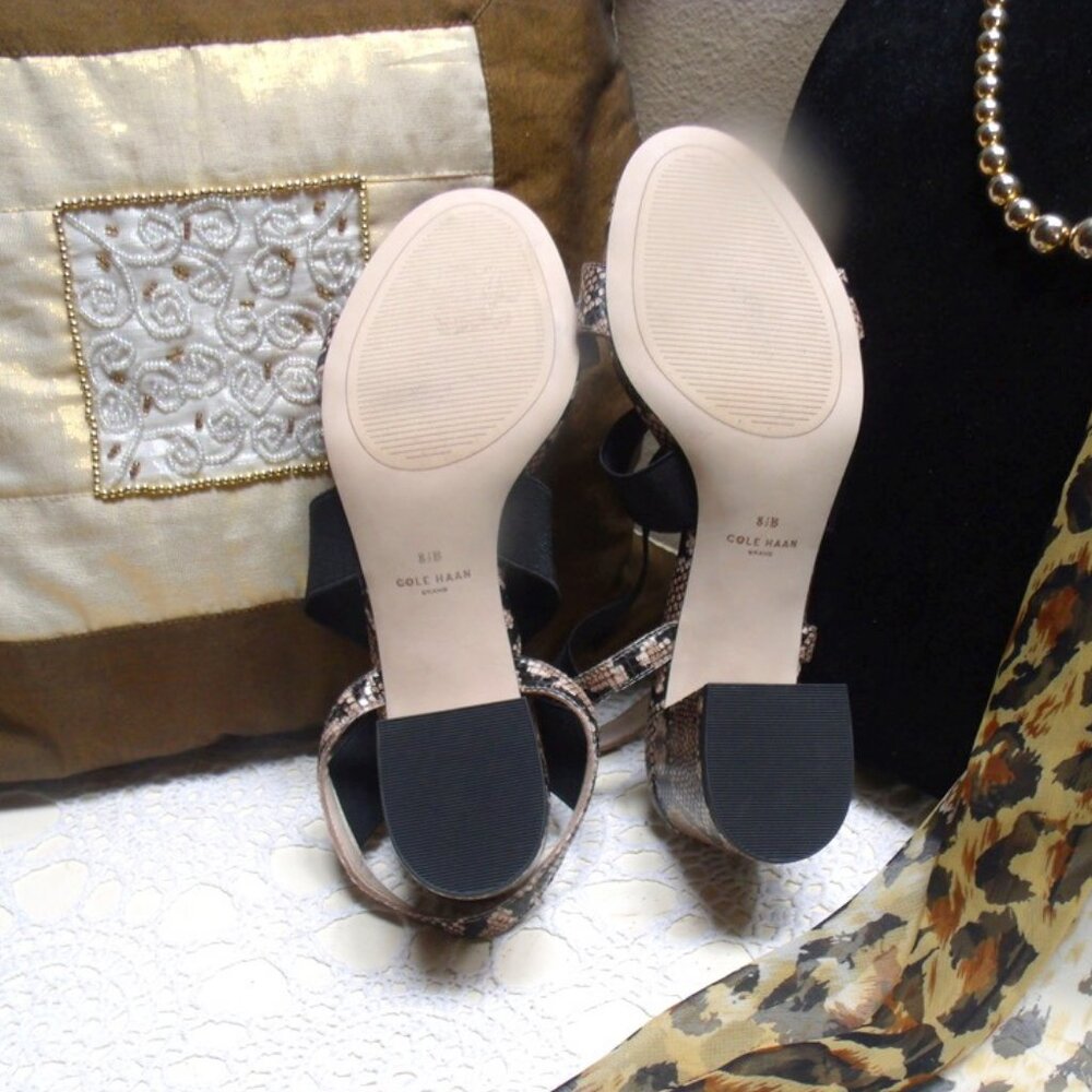 Cole Haan Grand Women's Leather Snake Print Heeled Sandals 8.5 - Picture 7 of 11